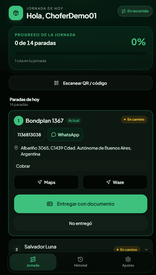 Parada en camino