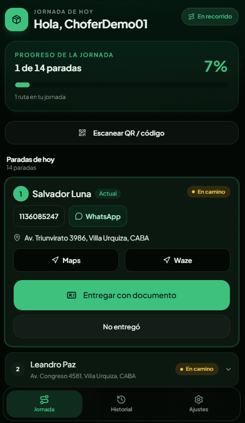 Entregar con documento